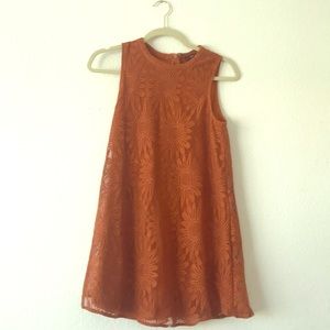 BABY DOLL DRESS/BURNT ORANGE WOVEN SUNFLOWER